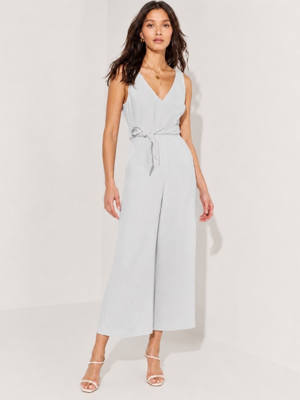 Aritzia Wilfred Ecoulement Jumpsuit V Neck Tie Air Light Blue Size 2